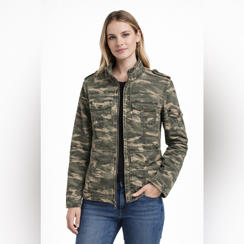 Kensie Camo Utility Jacket Military Y2K Boho Size L